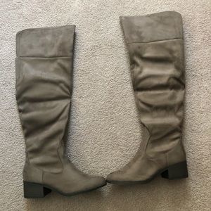 Classified tan knee high suede boots